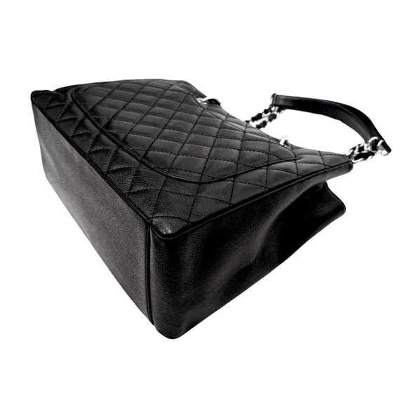 VINTAGE CHANEL Black Caviar Quilted Grand Shopping Tote GST Silver-Tone Hardware - Picture 8 of 16